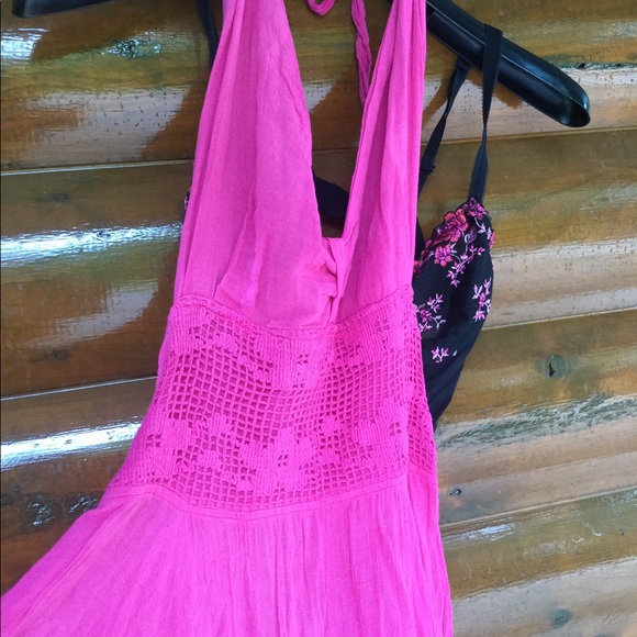 💃🏻PINK HANDKERCHIEF DRESS FUSCHIA GAUZE Sz S - Picture 2 of 16